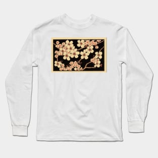 Vintage Japanese Cherry Blossom Drawing Long Sleeve T-Shirt